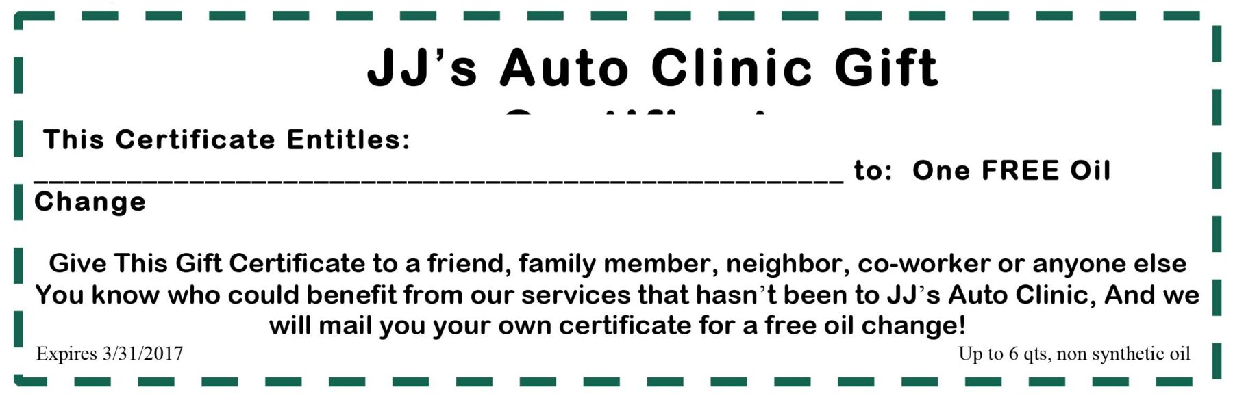 Oil Change Coupon