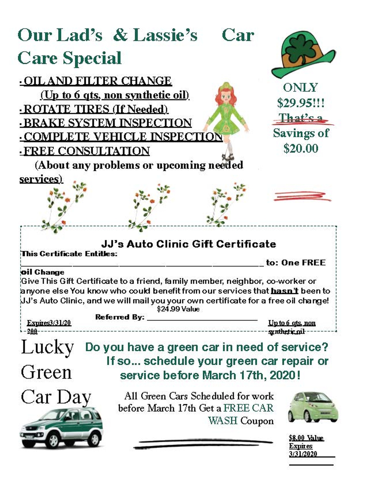 Our Lad's and Lassie's Car Care Special!